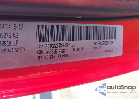 2017 Dodge Challenger R/T from USA, damaged, VIN 2C3CDZBTXHH627104